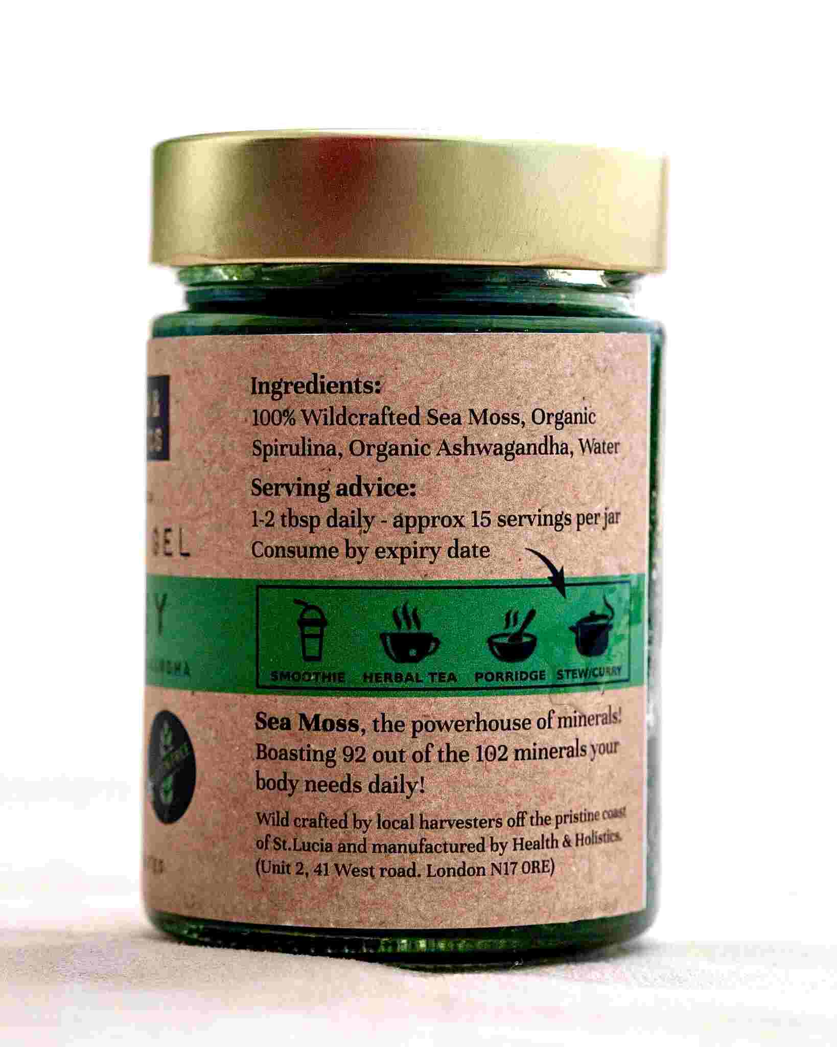 Energy Sea Moss Gel with Spirulina & Ashwagandha St. Lucia
