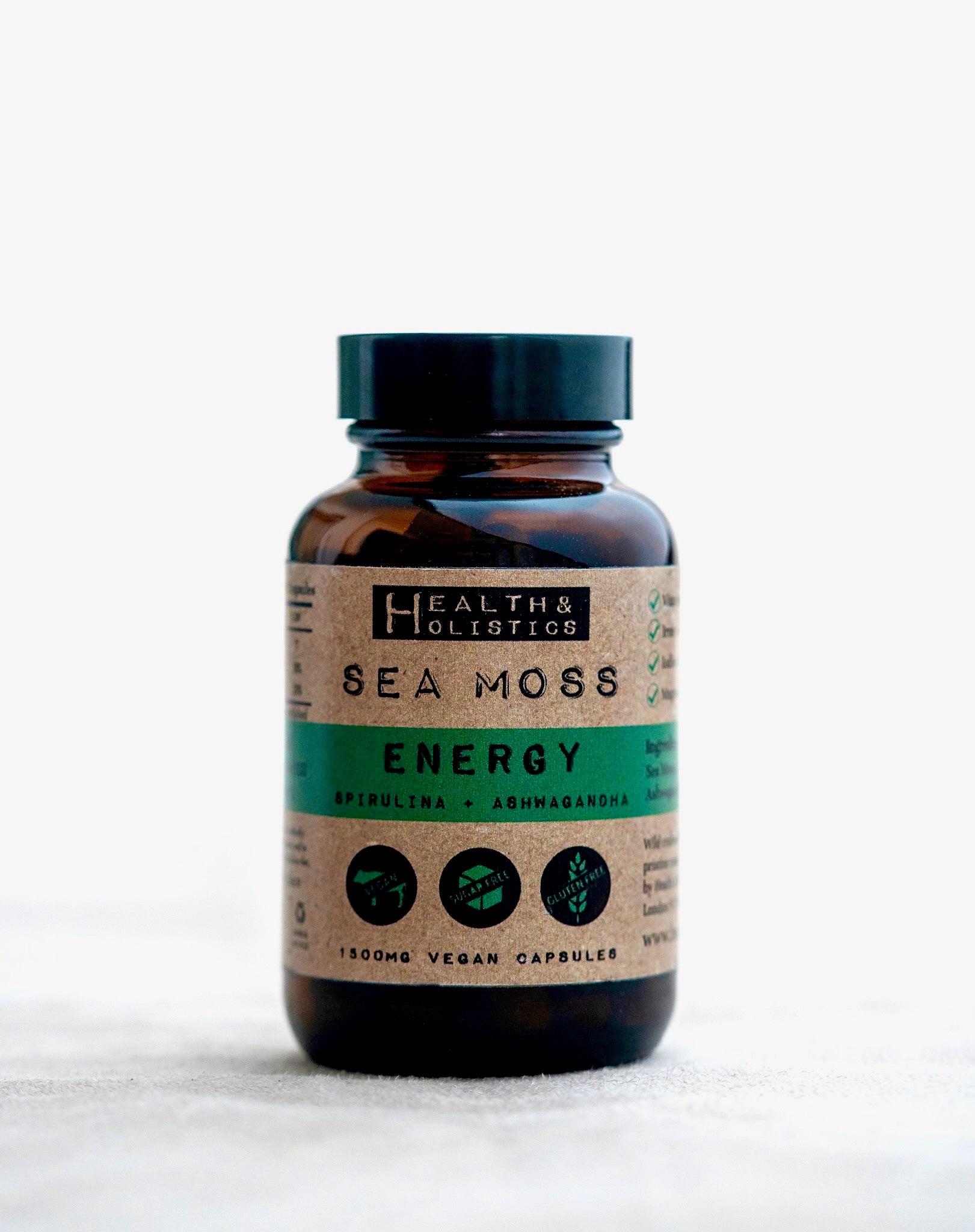 Sea Moss + Spirulina + Ashwagandha capsules (St. Lucia) (Genus Gracilaria)