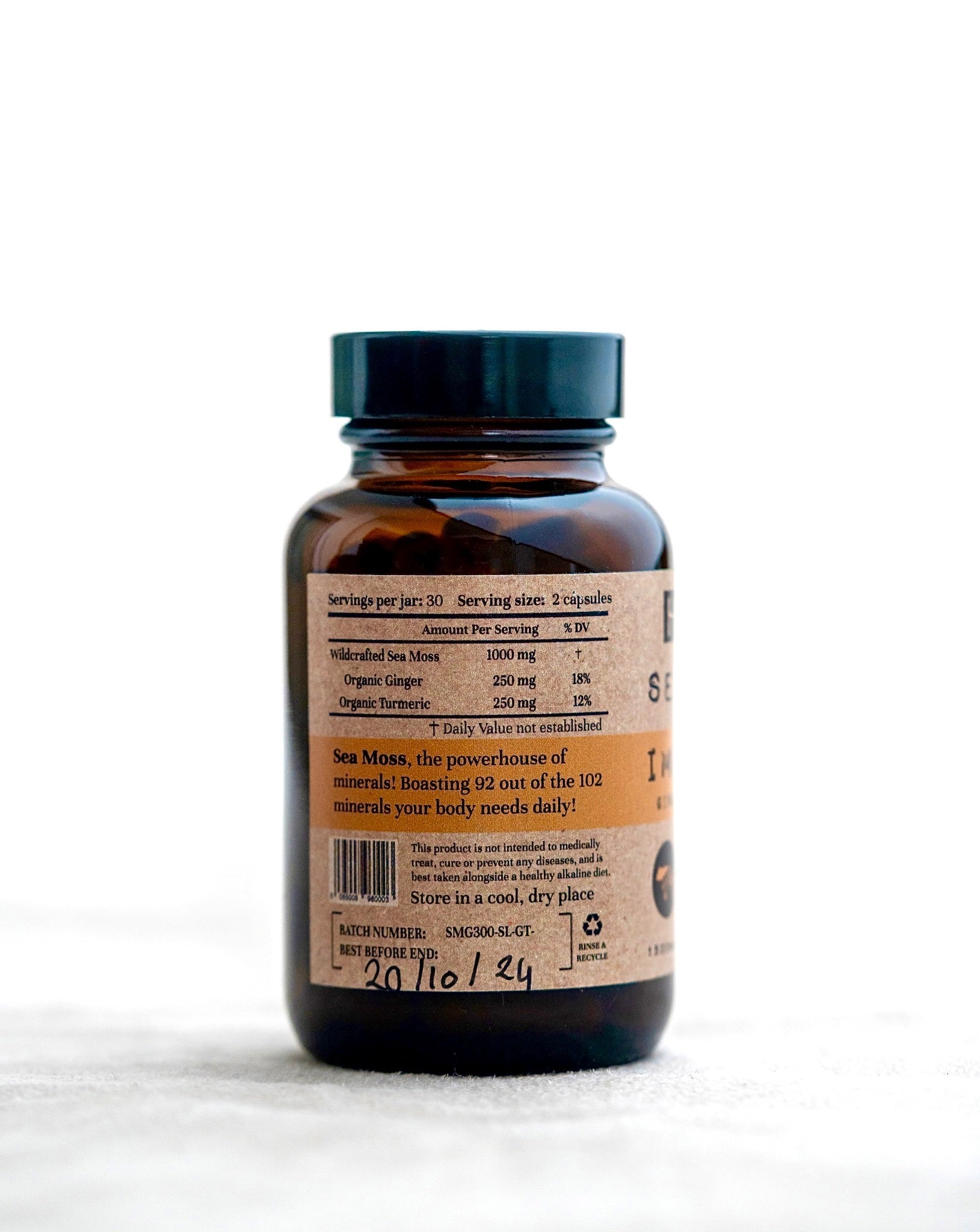 Sea Moss + Ginger + Turmeric capsules (St. Lucia) (Genus Gracilaria)