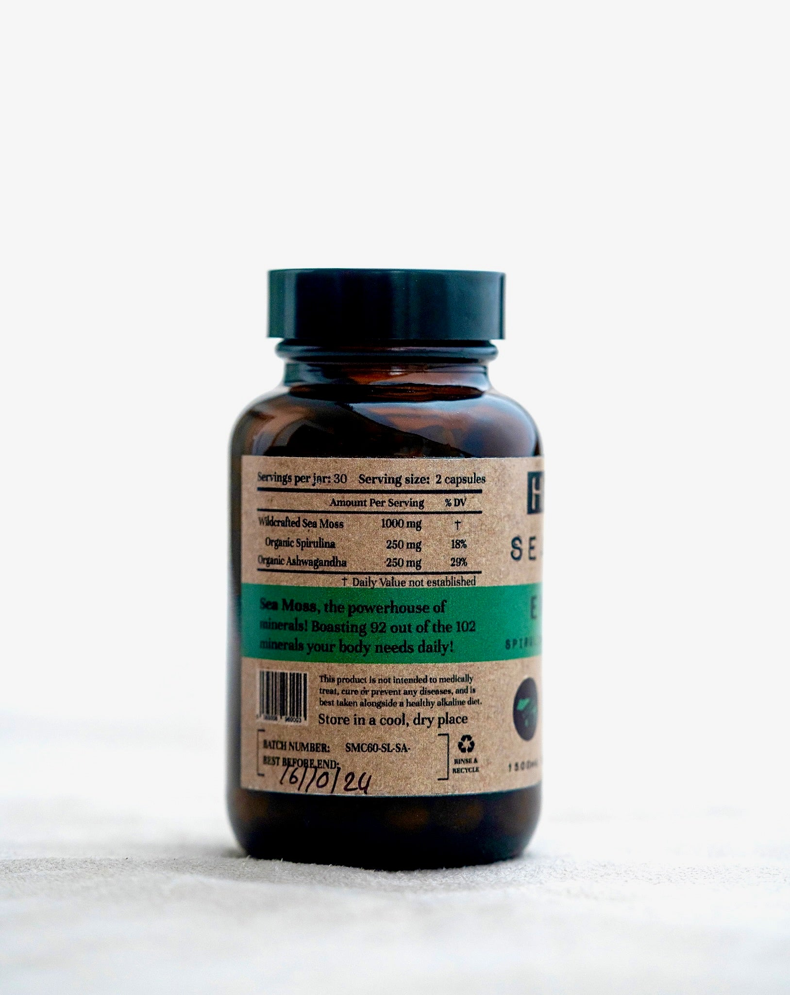 Sea Moss + Spirulina + Ashwagandha capsules (St. Lucia) (Genus Gracilaria)