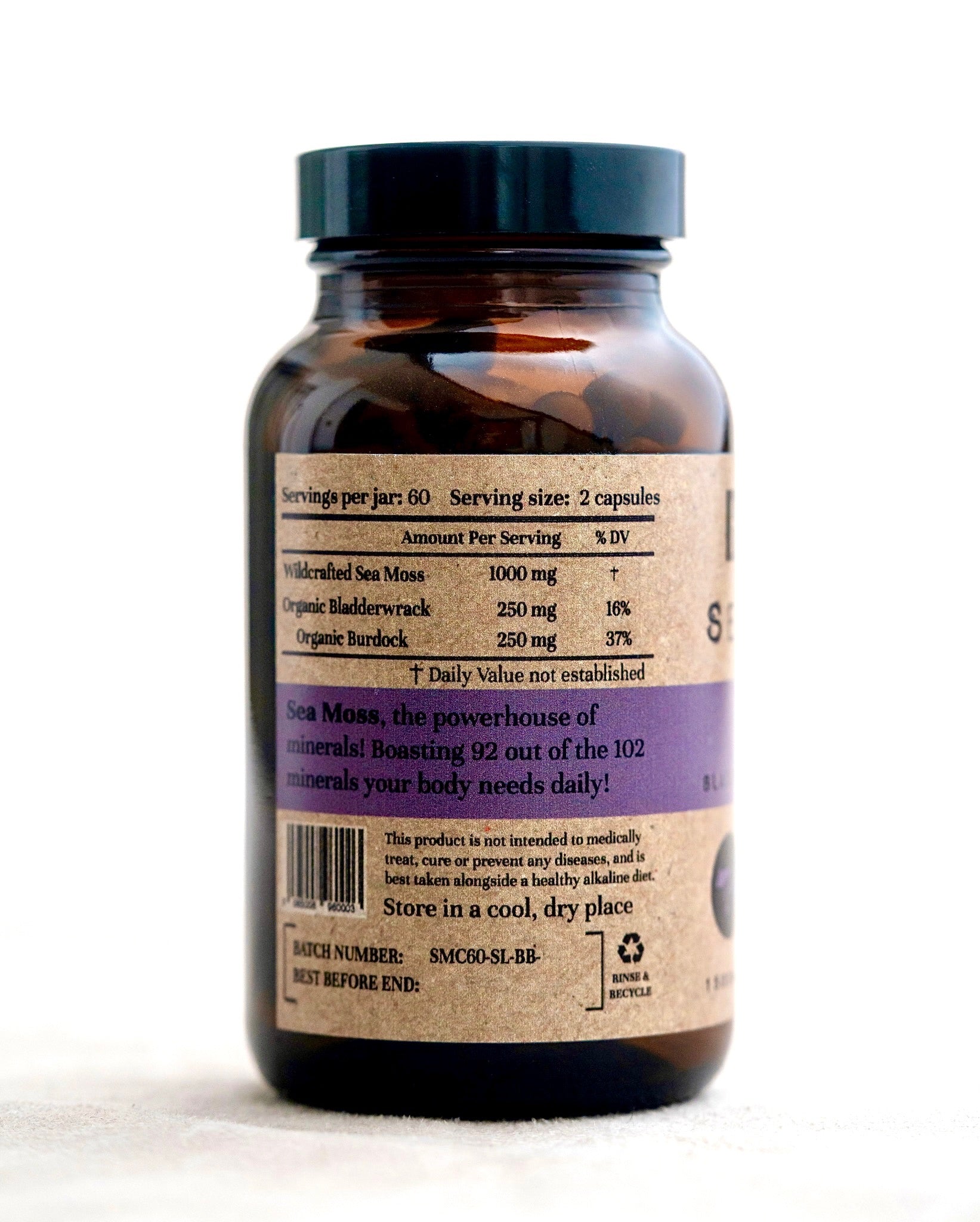 Sea Moss + Bladderwrack + Burdock Root Capsules (St. Lucia) (Genus Gracilaria)