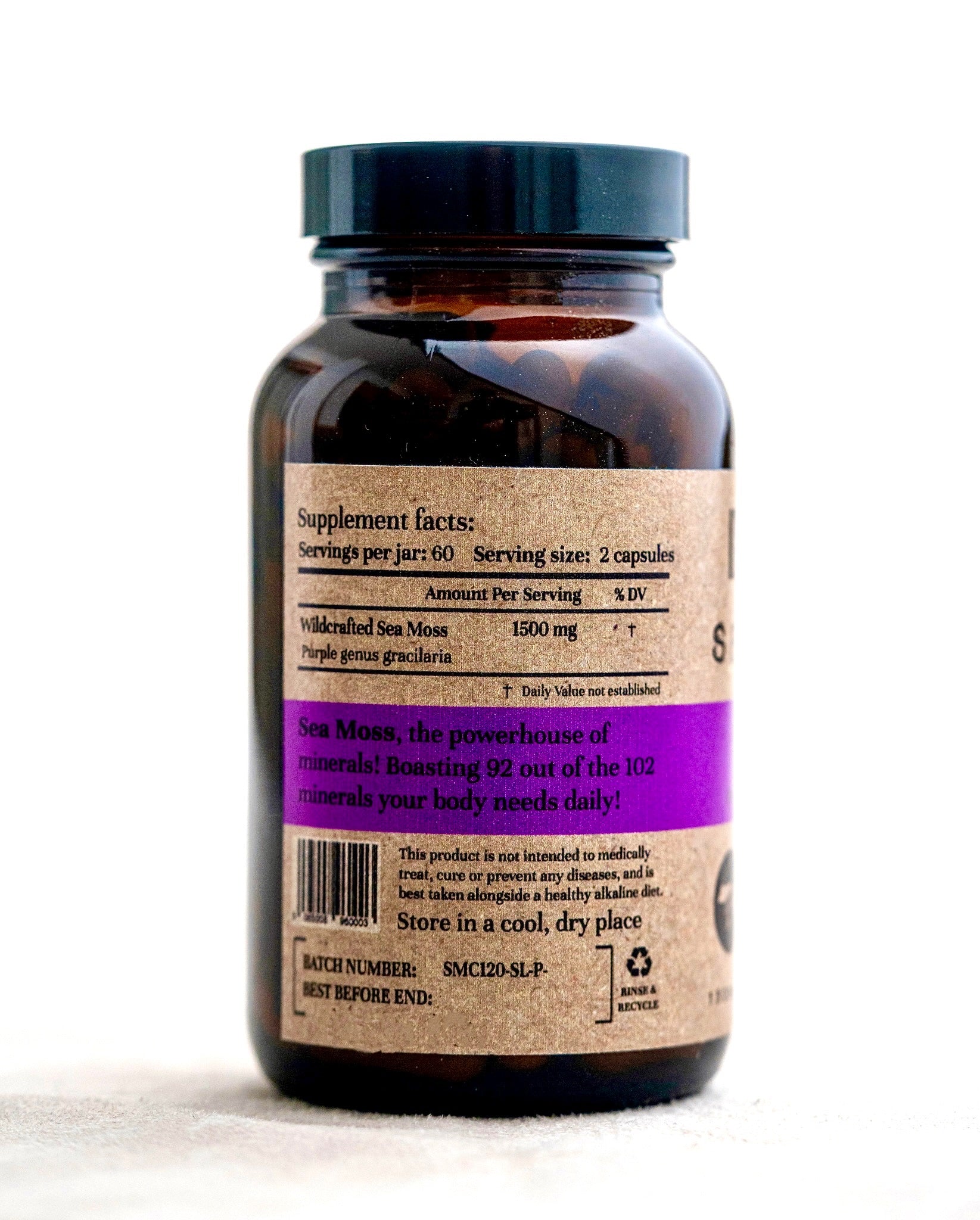 Purple Sea Moss Capsules (St. Lucia) (Genus Gracilaria)