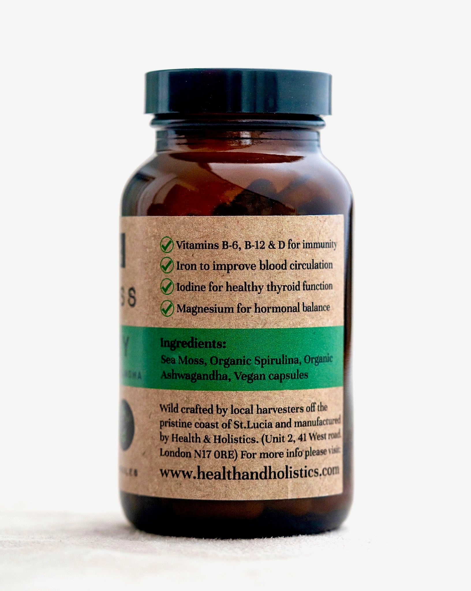 Sea Moss + Spirulina + Ashwagandha capsules (St. Lucia) (Genus Gracilaria)