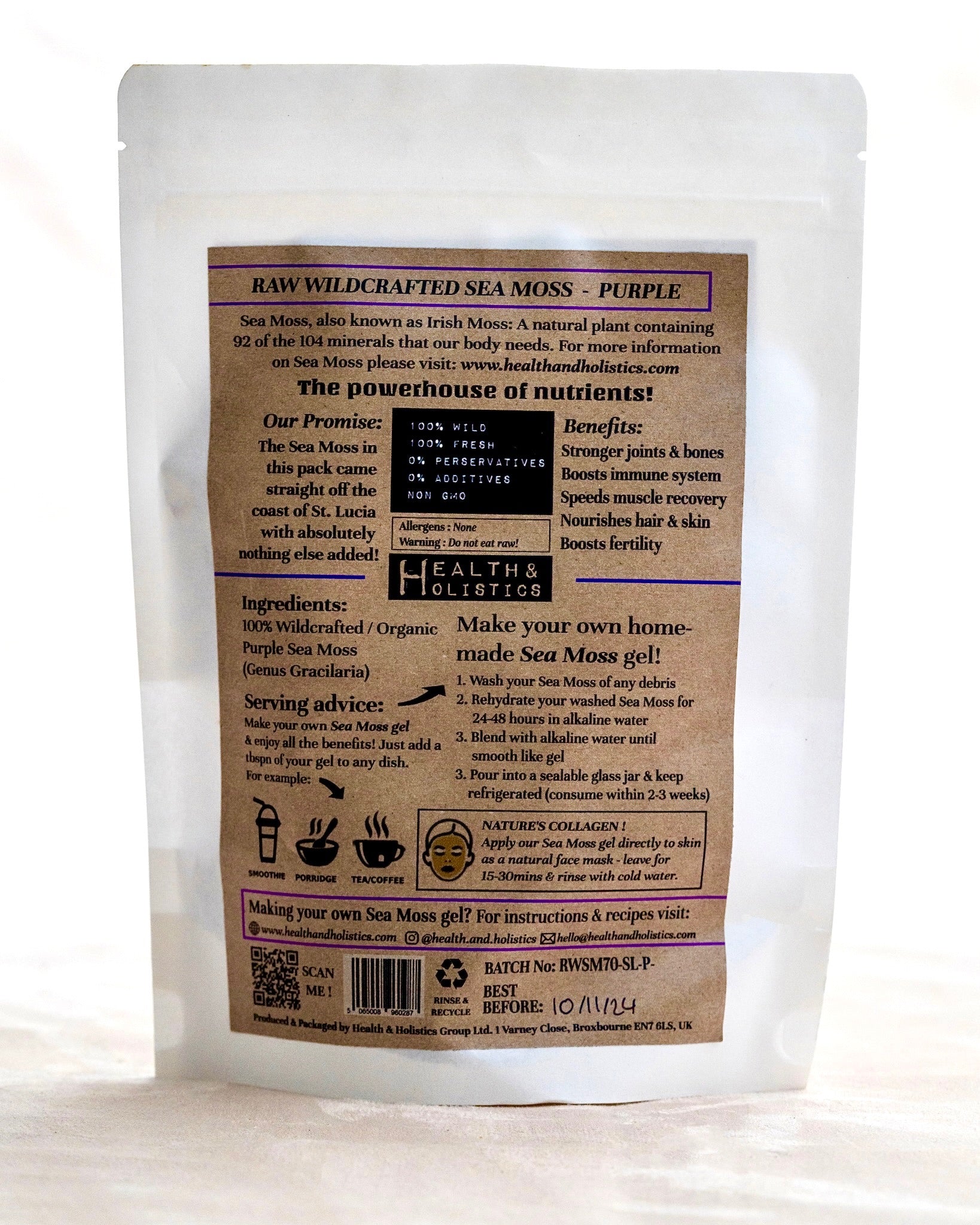 Raw Wildcrafted Purple Sea Moss (St. Lucia) (Genus Gracilaria)