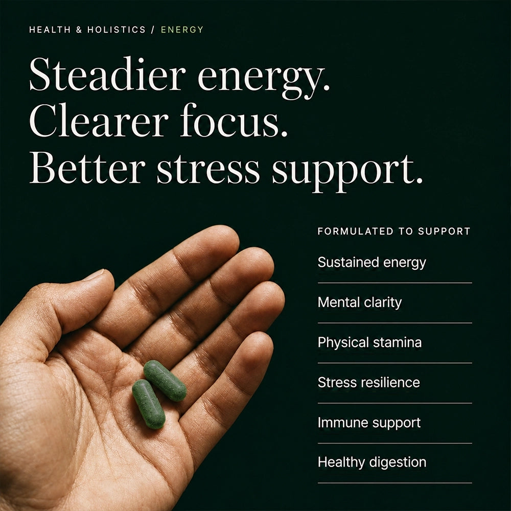 Health and Holistics Energy Sea Moss Capsules with Spirulina & Ashwagandha
