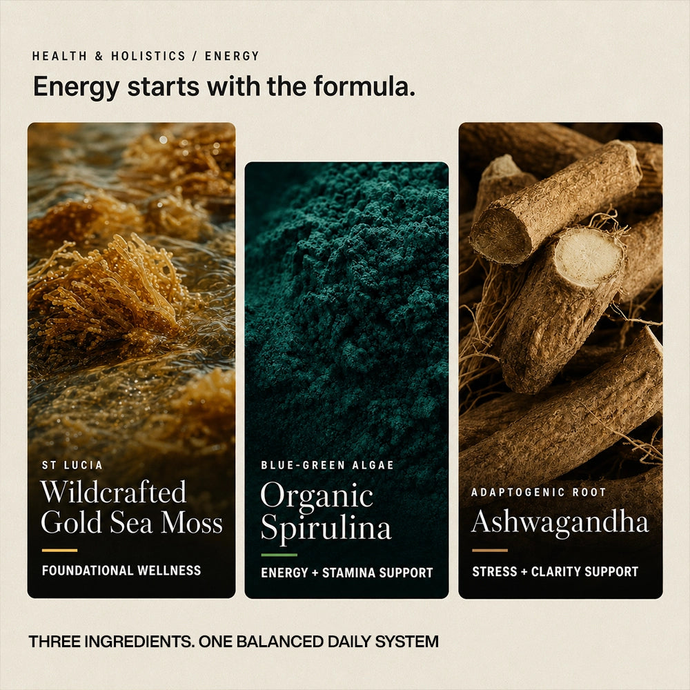 Health and Holistics Energy Sea Moss Capsules with Spirulina & Ashwagandha