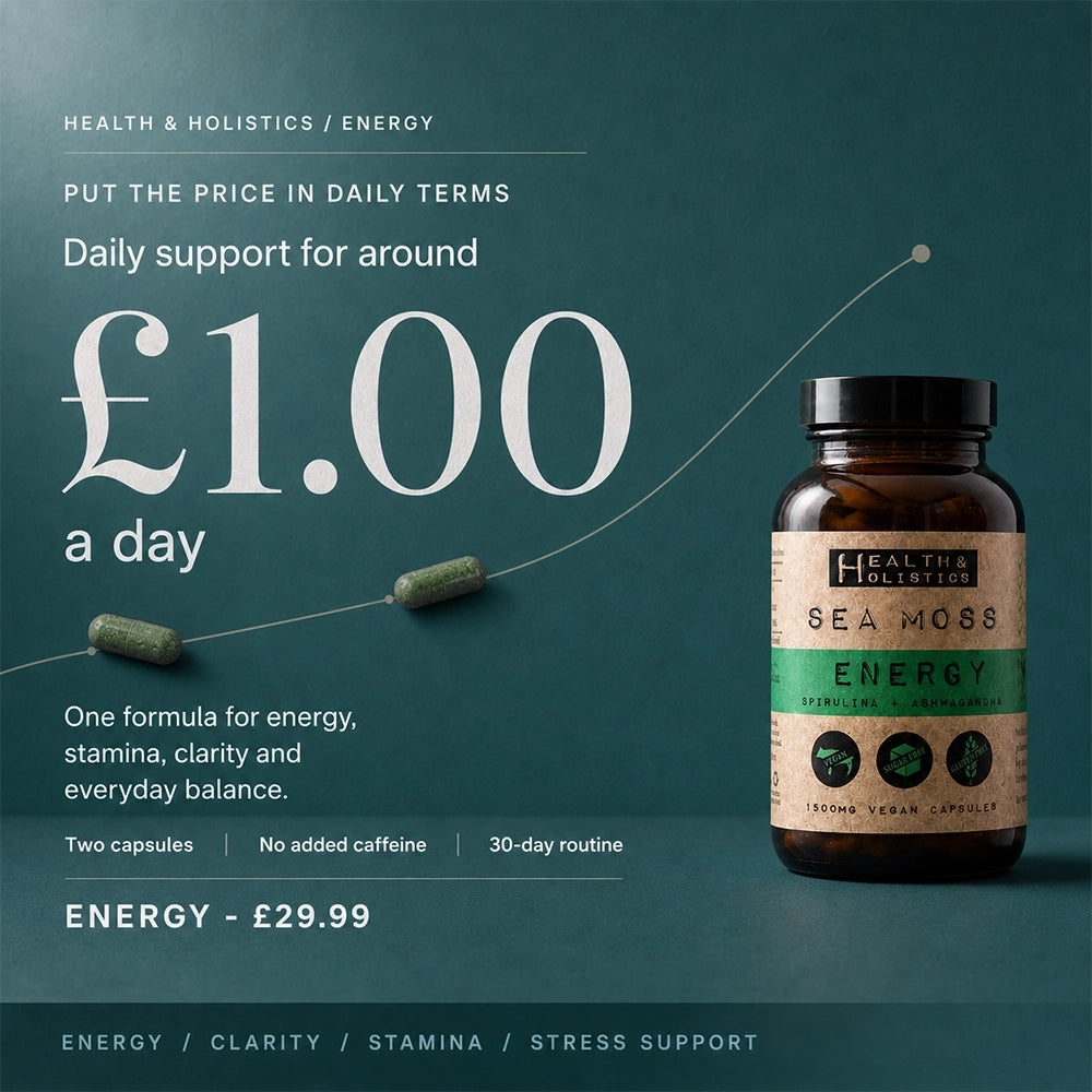 Health and Holistics Energy Sea Moss Capsules with Spirulina & Ashwagandha