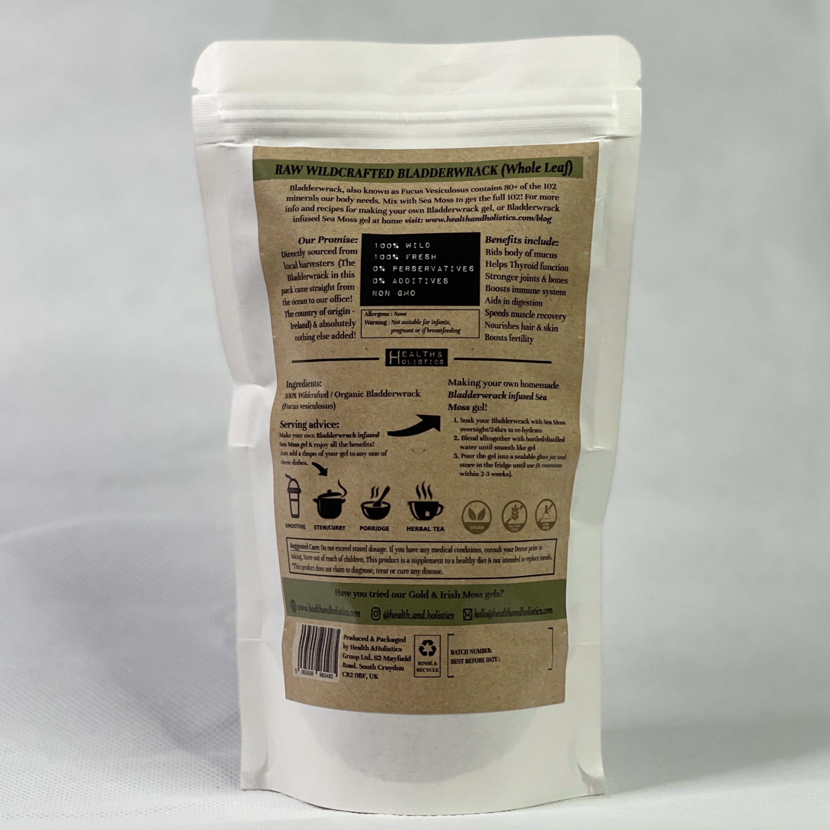 Raw Wildcrafted Bladderwrack (Ireland) (Fucus Vesiculosus)