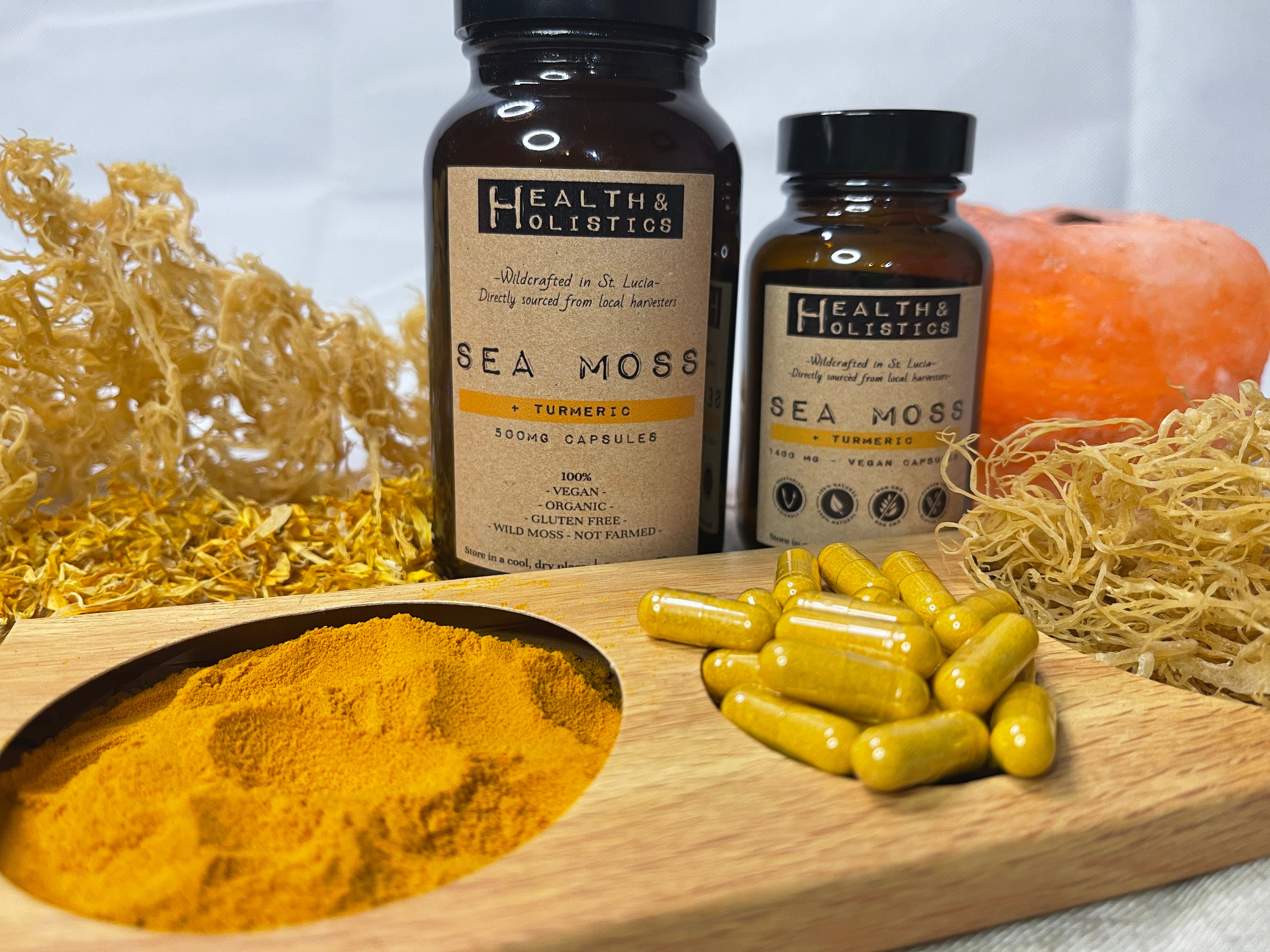Sea Moss + Ginger + Turmeric capsules (St. Lucia) (Genus Gracilaria)